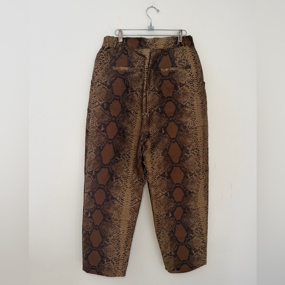 VIVIENNE HU for New York brown reptile print pleated barrel trouser pants 10 - Picture 2 of 7